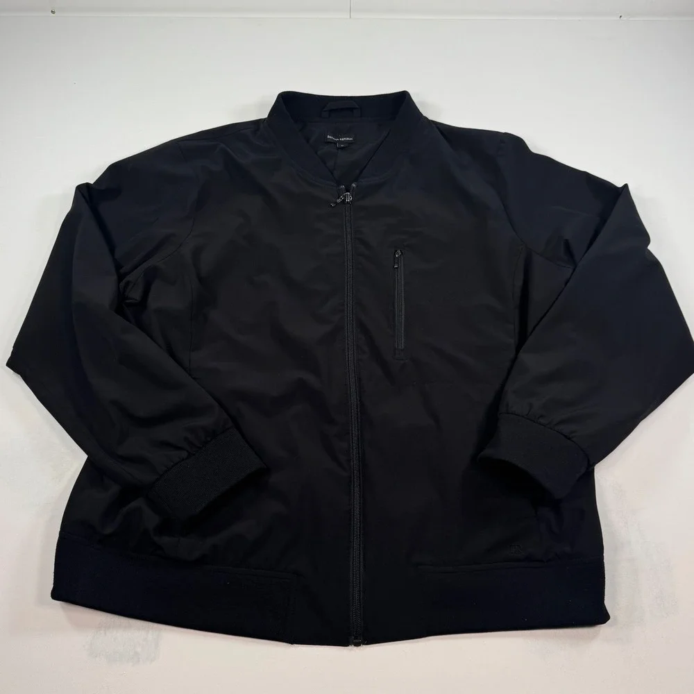 Banana Republic Mens XL Black Polyester Full Zip Bomber Jacket Outerwear